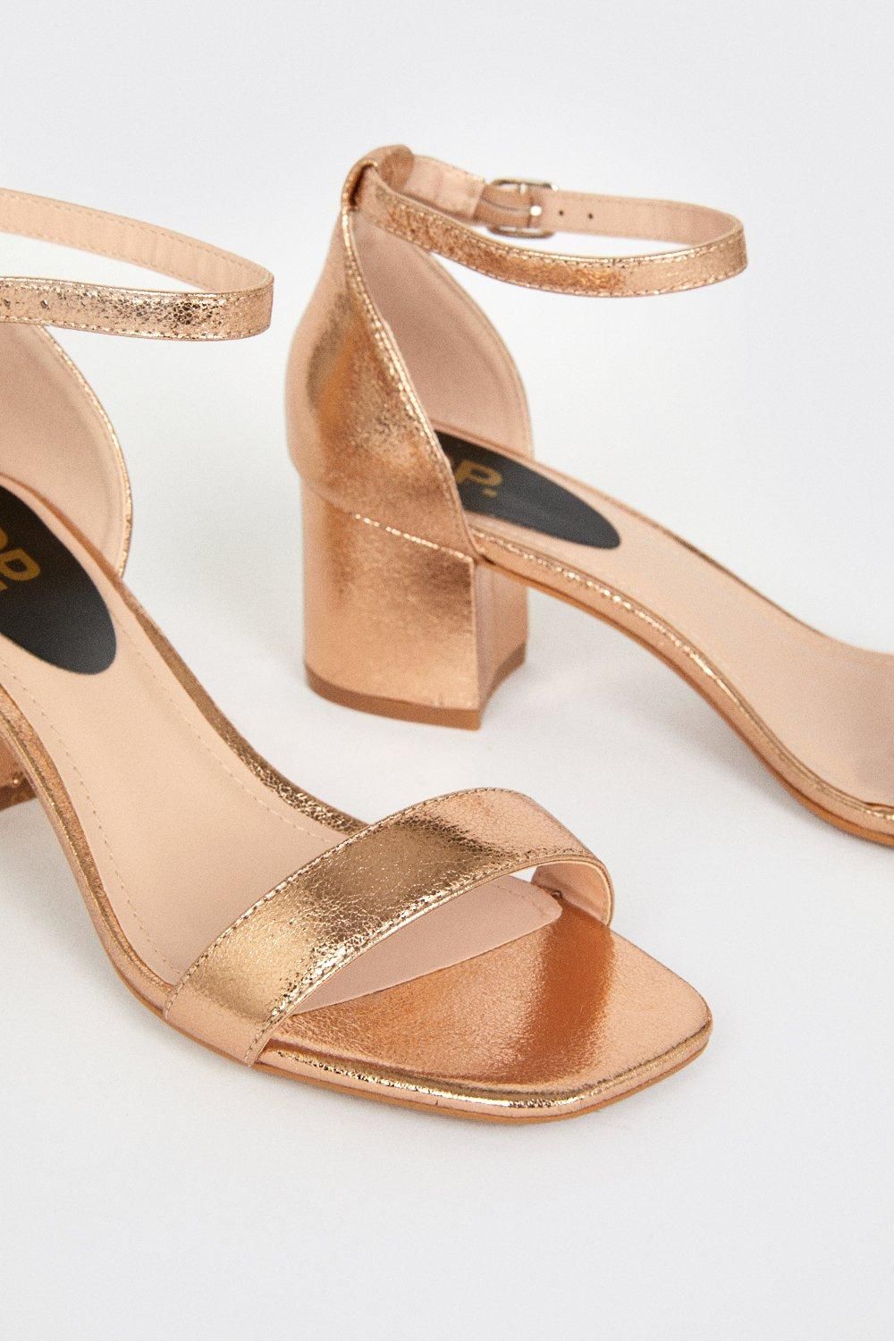 Dorothy Perkins Sammy Barely There Low Block Heel Sandals Rose Gold image 4