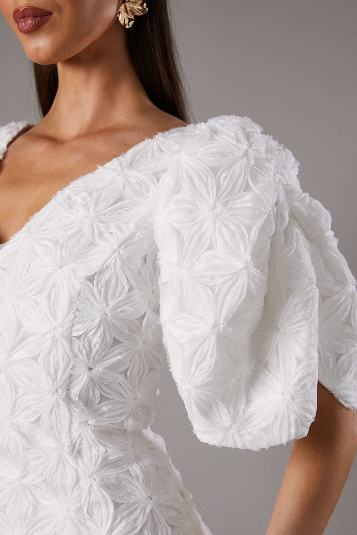 Coast Floral Pleated Sleeve Pencil Dress Ivory image 5