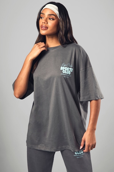 DSGN Studio DSGN Studio Sports Bubble Slogan Oversized T-shirt Charcoal