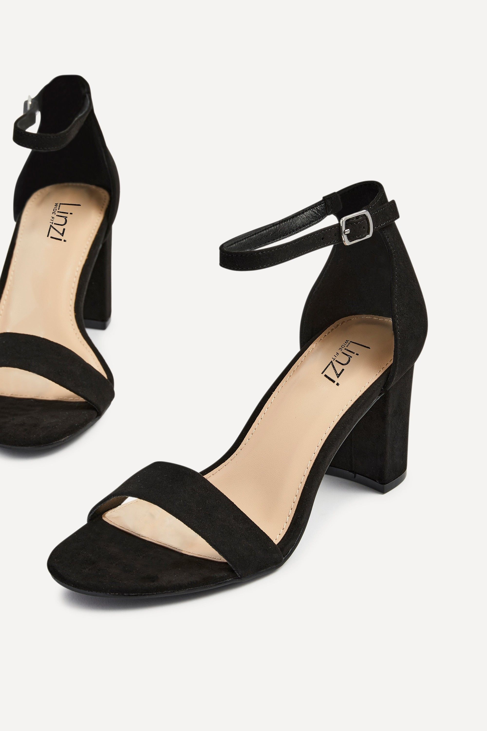 Linzi Legacy Wide Fit Black Suede Closed Black Block Heel image 5