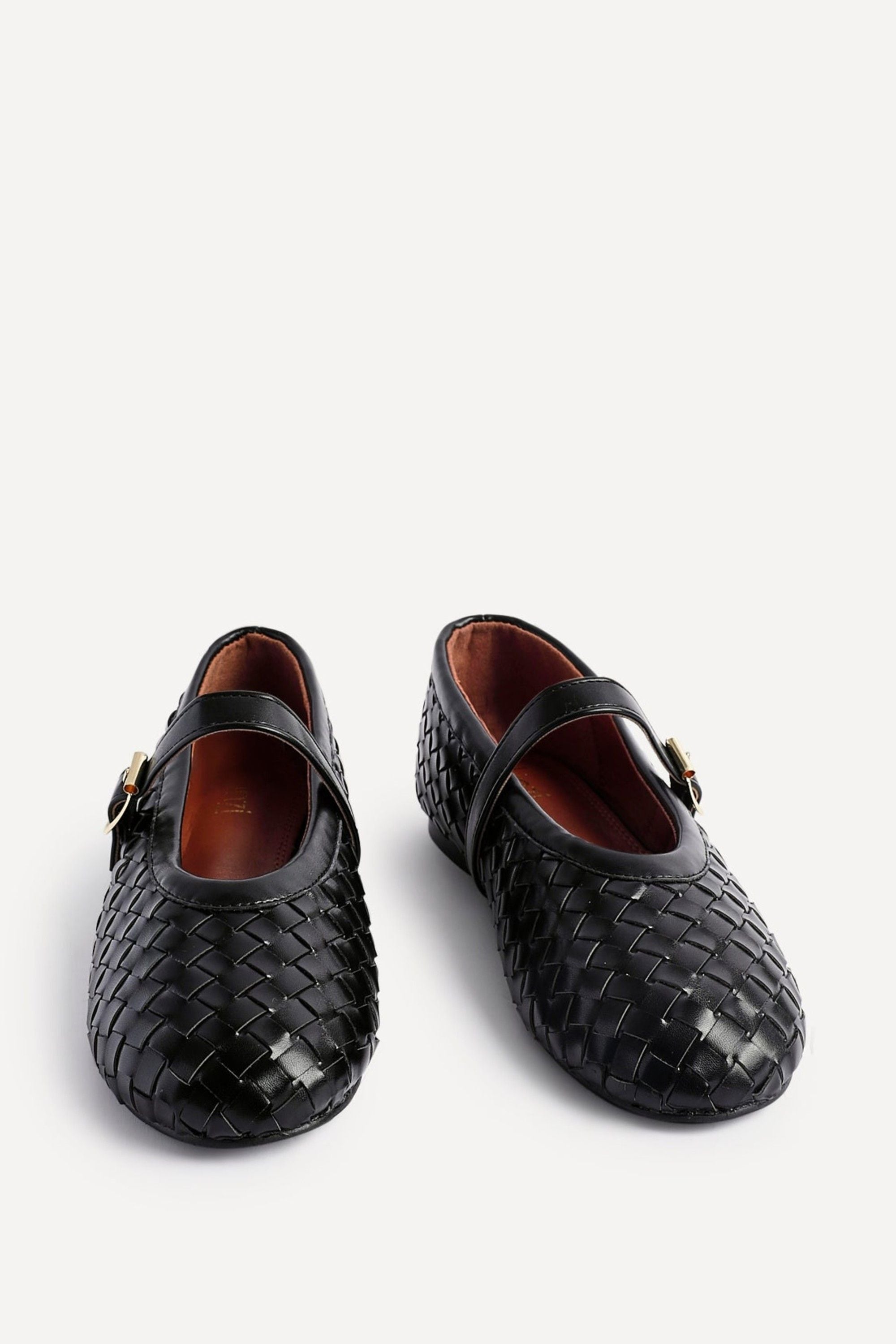 Linzi Daily Black Faux Leather Woven Mary Jane Pump image 3