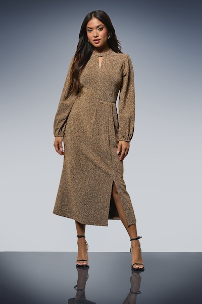 Dorothy Perkins Petite DP Luxe Keyhole Detail Sparkle Jersey Midi Dress Gold