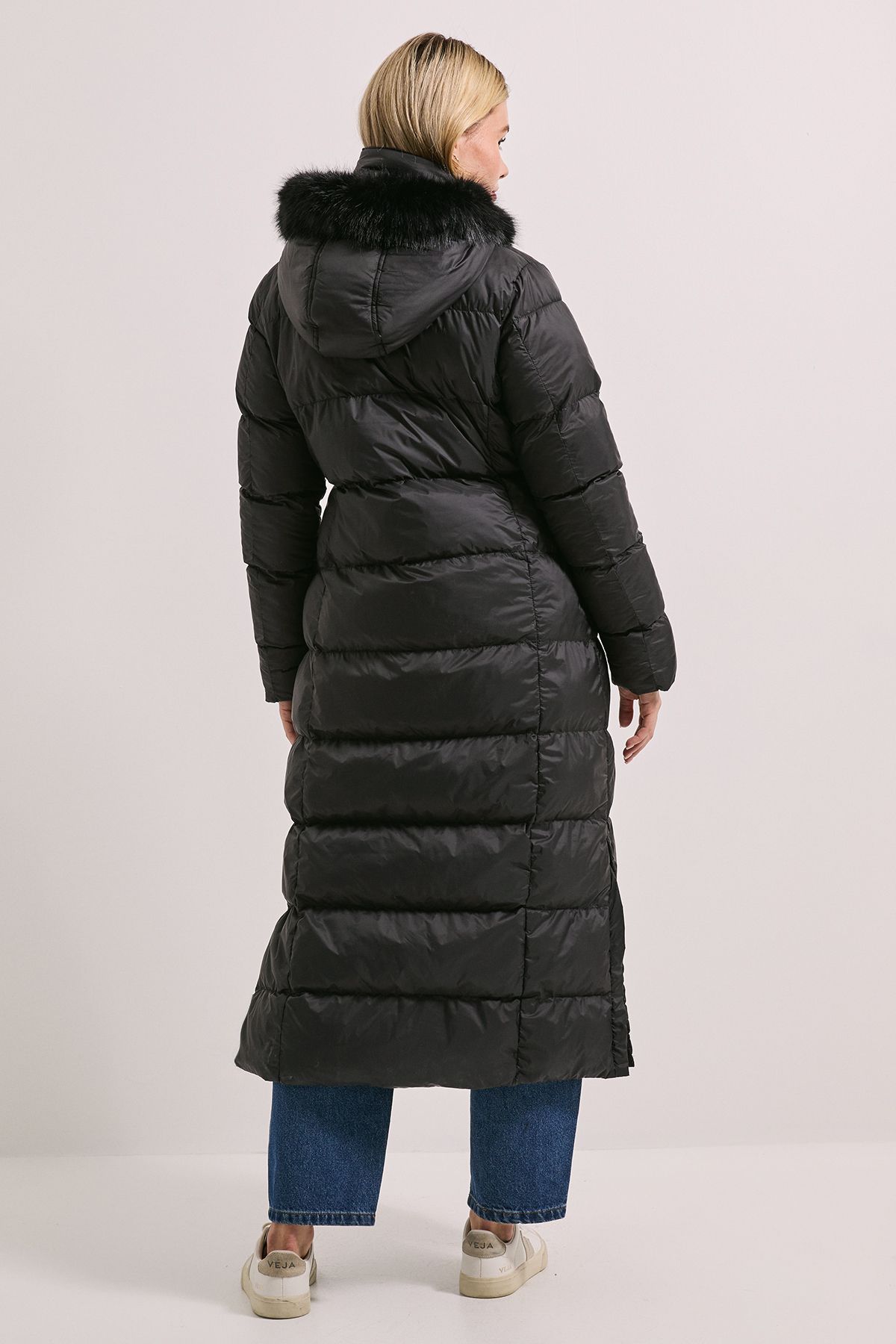 Dorothy Perkins Fur Trim Padded Puffer Coat Black image 3