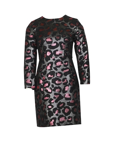 Marc Jacobs Preloved Metallic Leopard Print Mini Dress Wo - Metallic Print Mini
