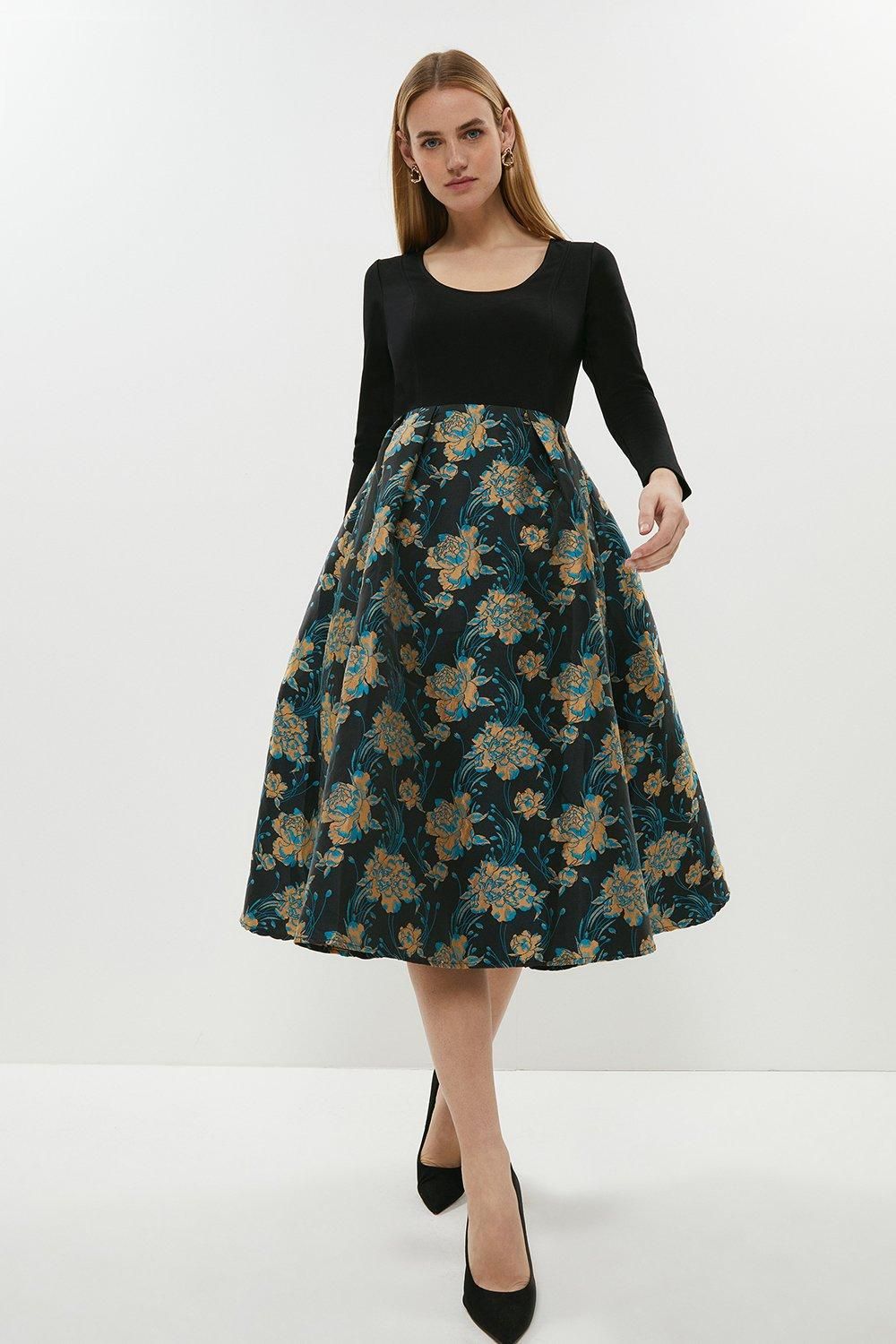 Coast Floral Square Neck Dress Blue