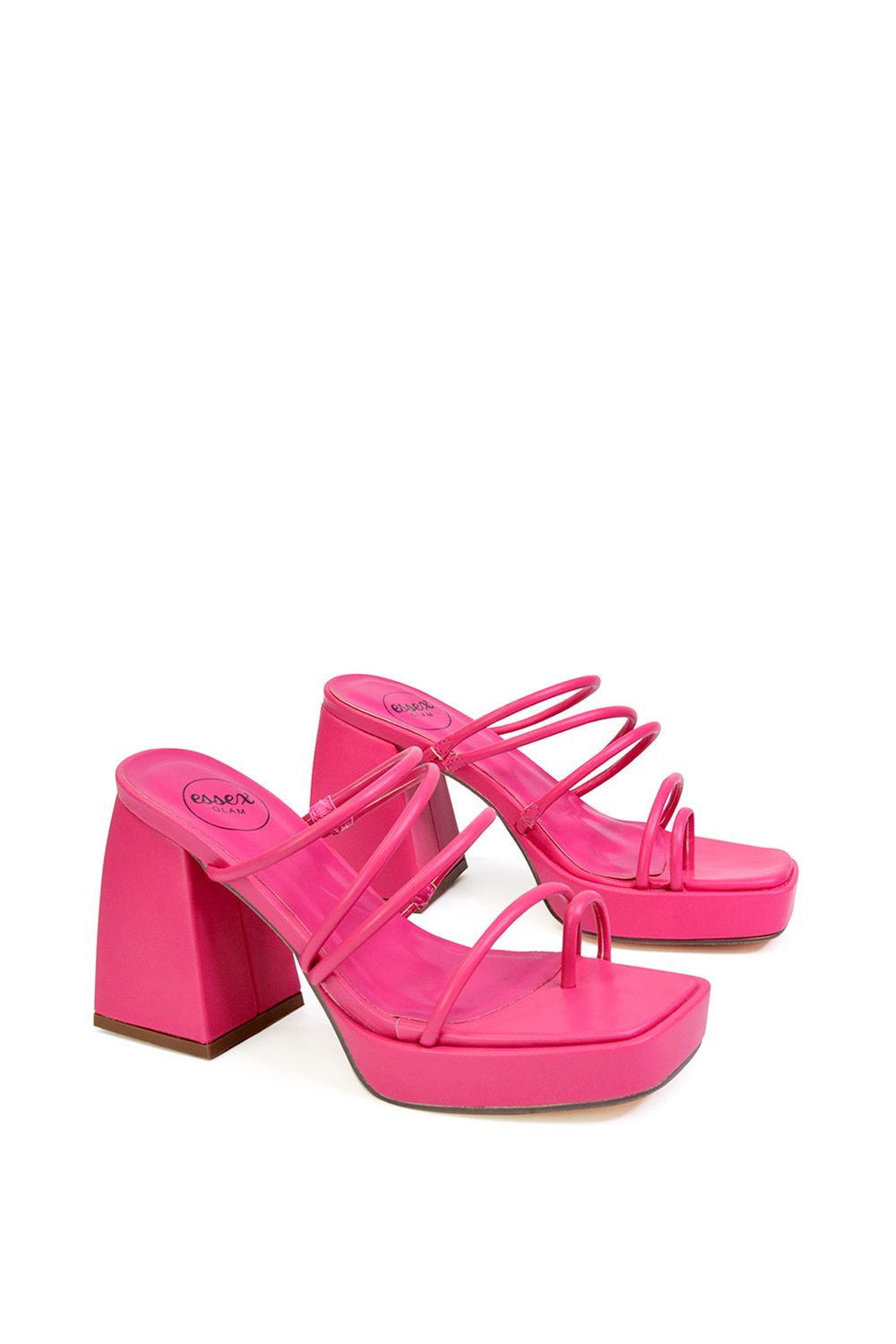 XY London 'Colt' Strappy Square Toe High Block Heel Platform Mule Sandals image 5