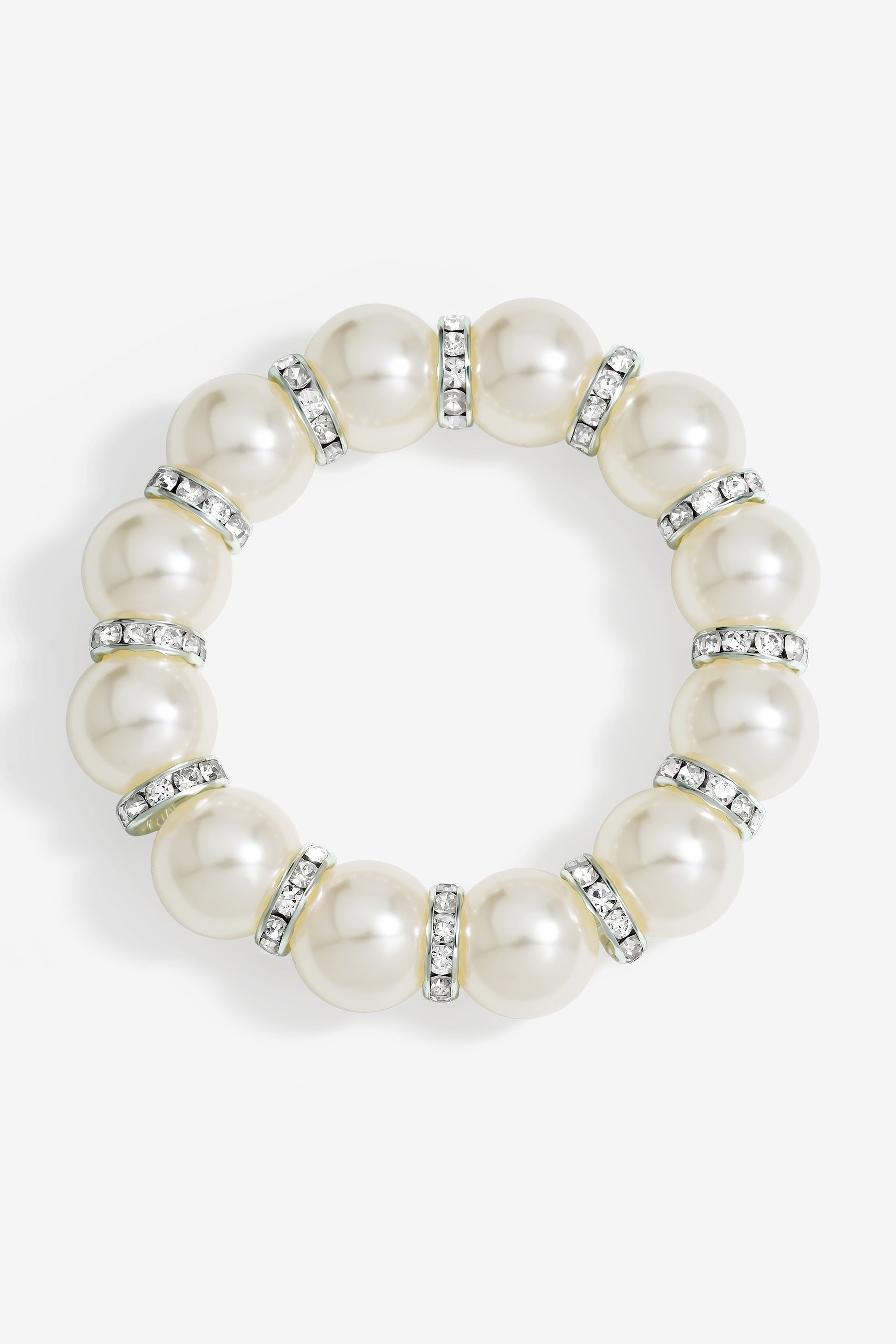Mood Hematite Crystal & Cream Pearl Beaded Stretch Bracelet image 1