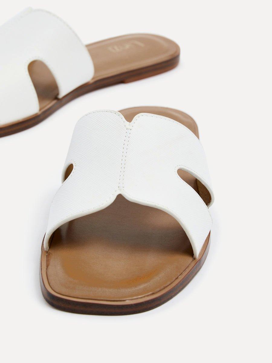 Linzi Petra White Faux Leather Link Design Flat Sandal image 4