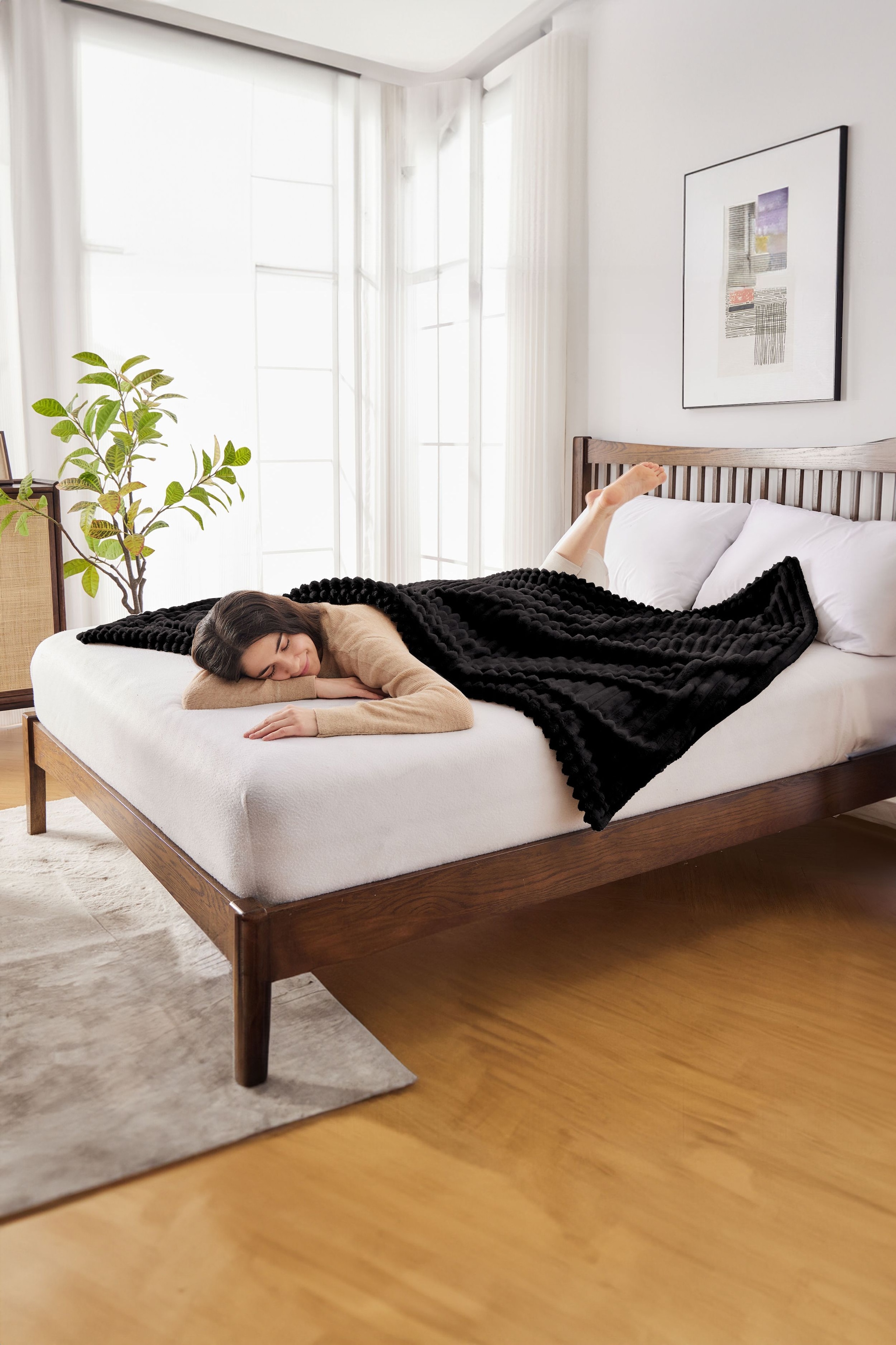 Neo Waffle Shaped Electric Blanket Heated Fleece Overblanket Throw Machine Washable Remote Timer Control Heat Settings image 5