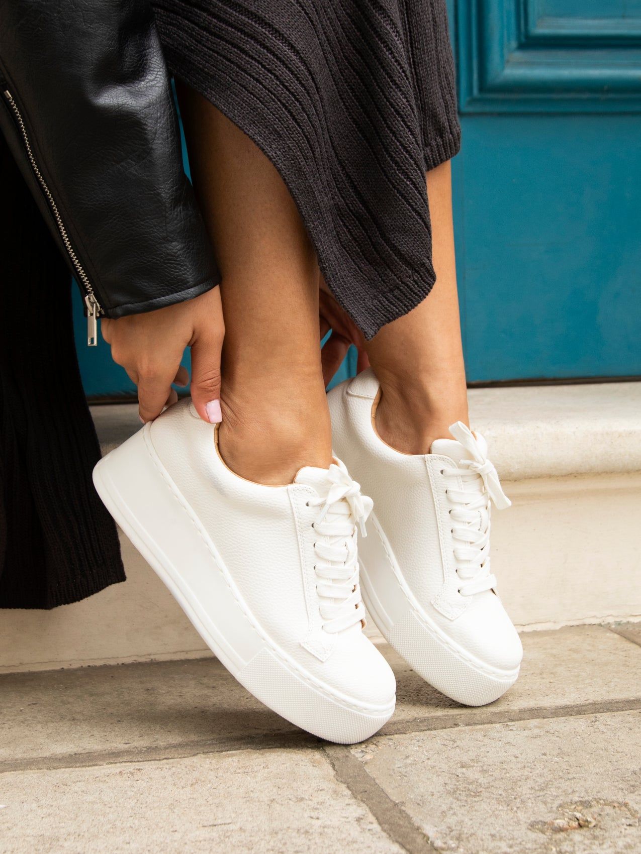 Linzi Twyla White Faux Leather Platform Trainer image 6