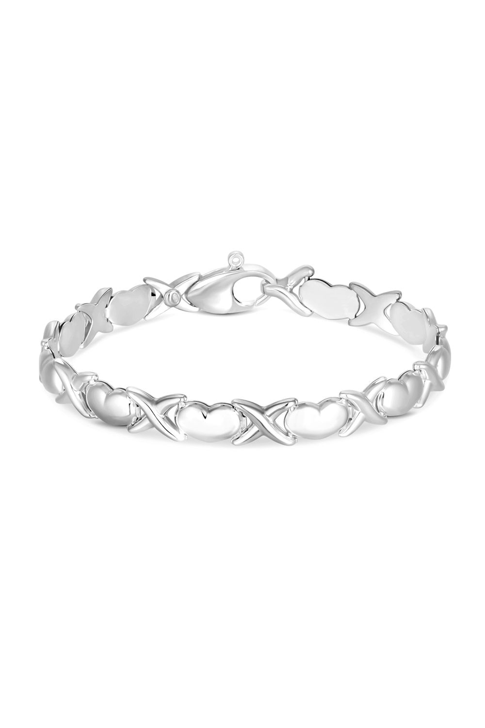 Simply Silver Sterling Silver 925 Heart Kiss Bracelet image 2