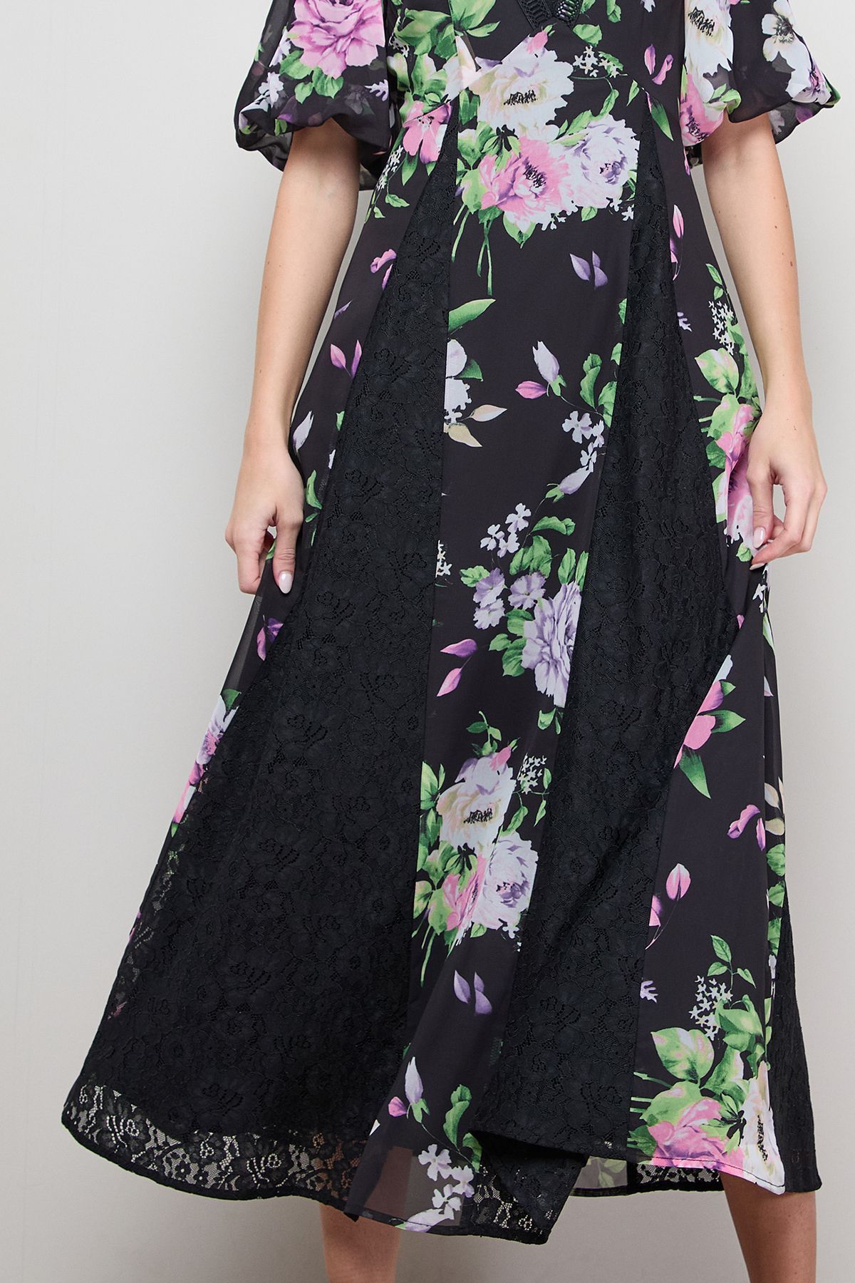 Oasis Lace Fit and Flare Midi Dress Black image 4