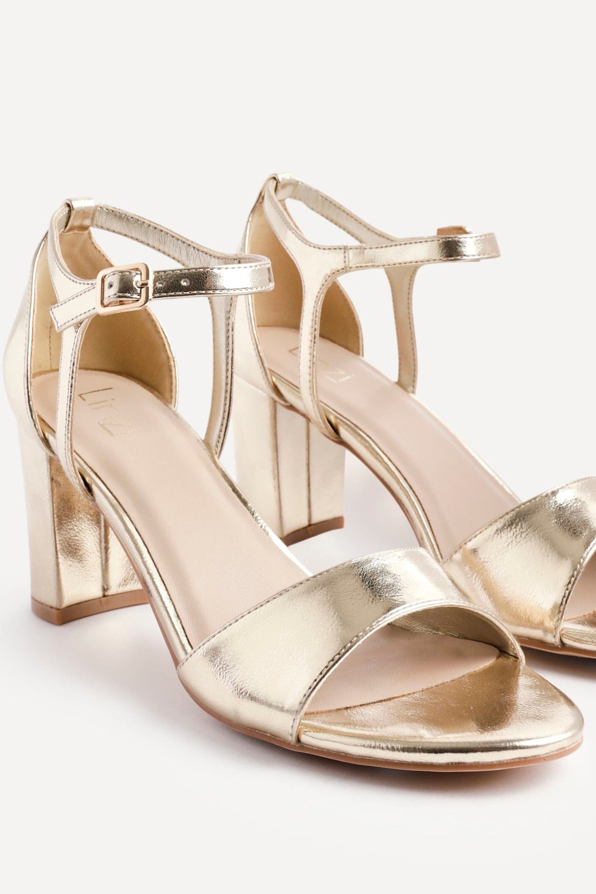Linzi Abby Gold Faux Leather Closed Back Block Heel Sandal image 4