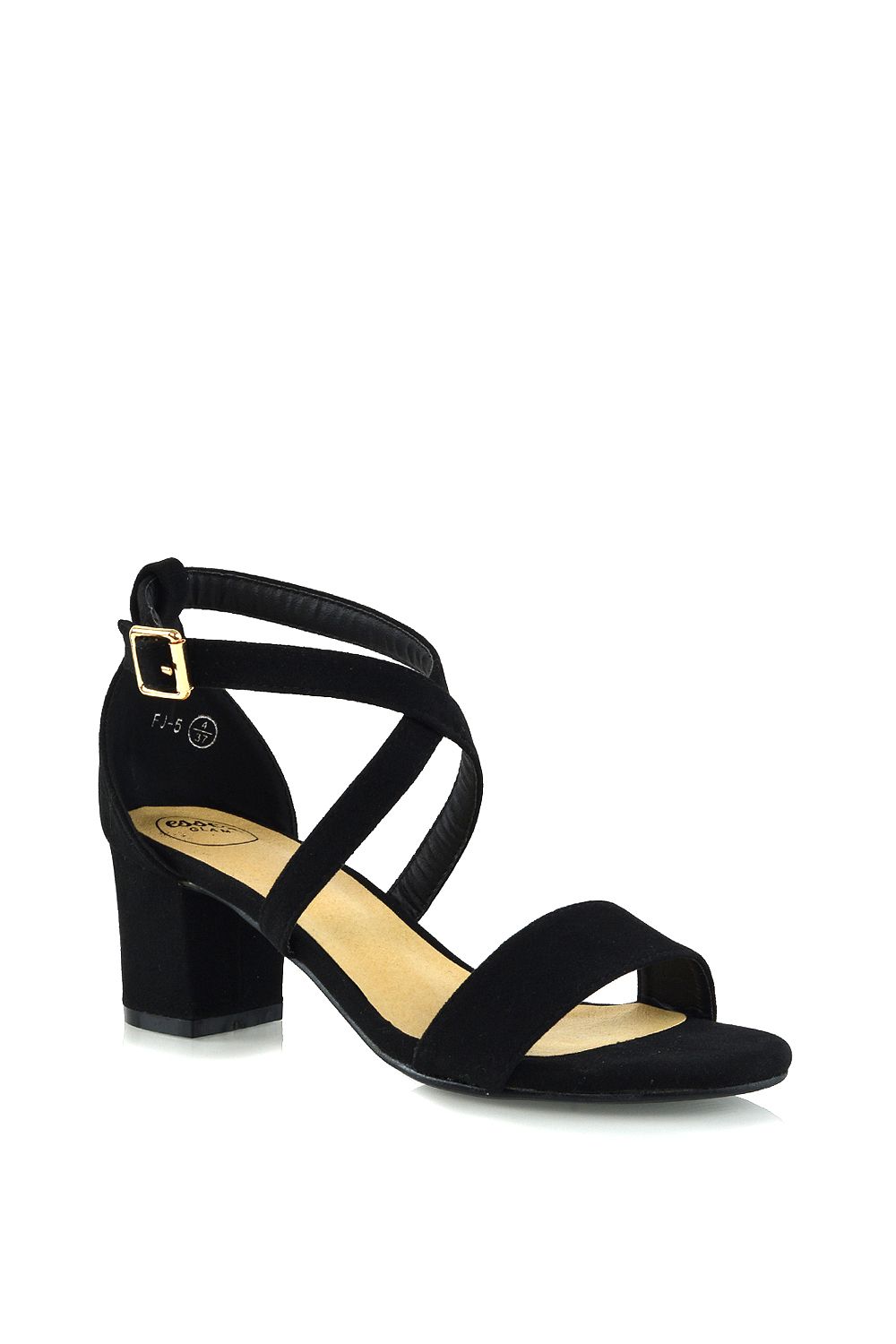 XY London 'Jordyn' Cross Over Buckle Strap Chunky Low Block Heels image 2