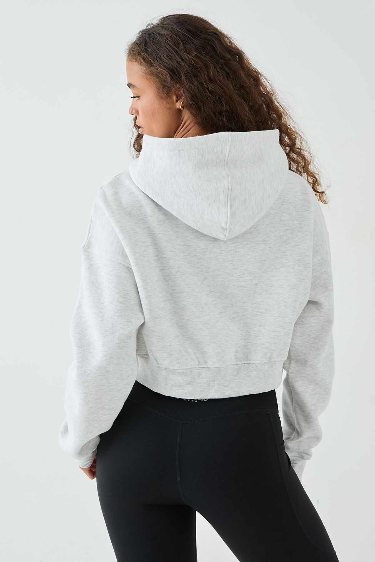 DSGN Studio DSGN Studio Embroidered Boxy Crop Zip Through Hoodie Ash Grey image 2