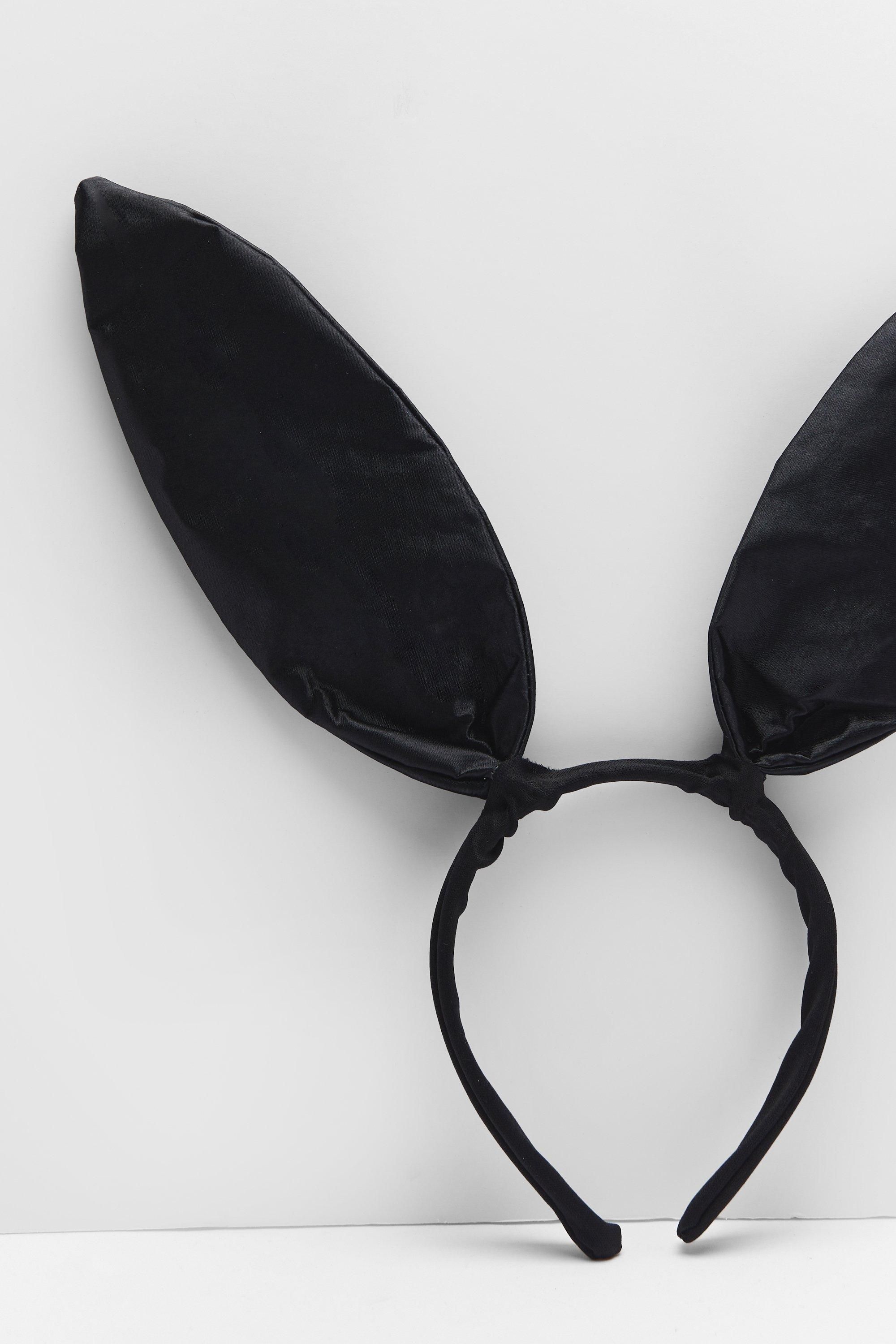 NastyGal Satin Bunny Ears Headband Black image 4