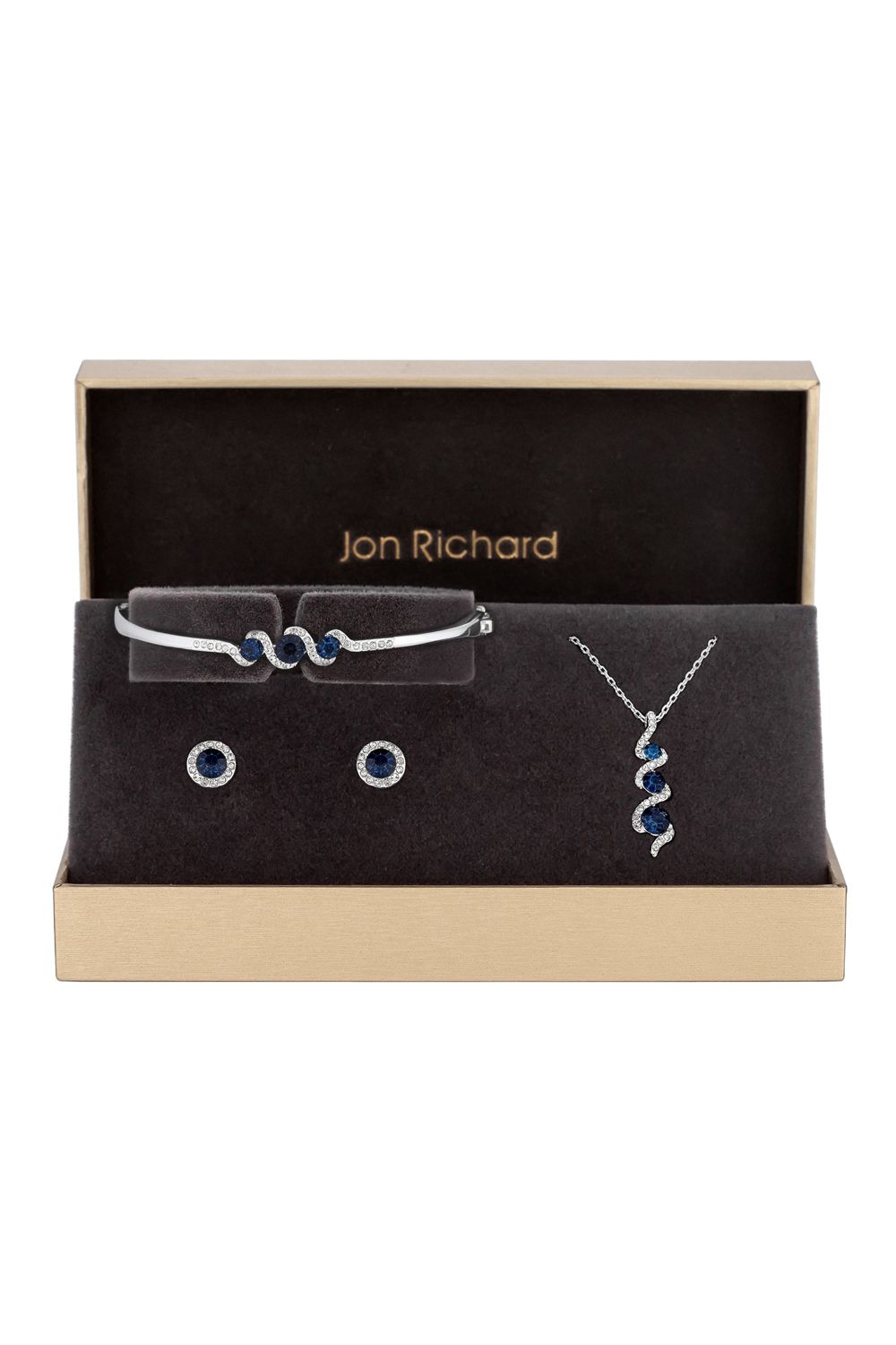 Jon Richard Sapphire And Crystal Twist Drop Set - Gift Boxed image 1