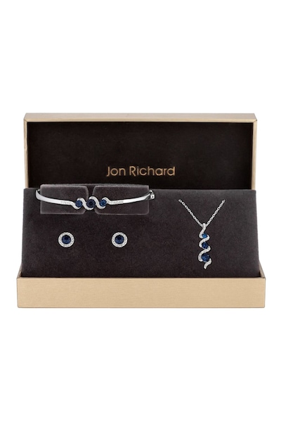 Jon Richard Sapphire And Crystal Twist Drop Set - Gift Boxed