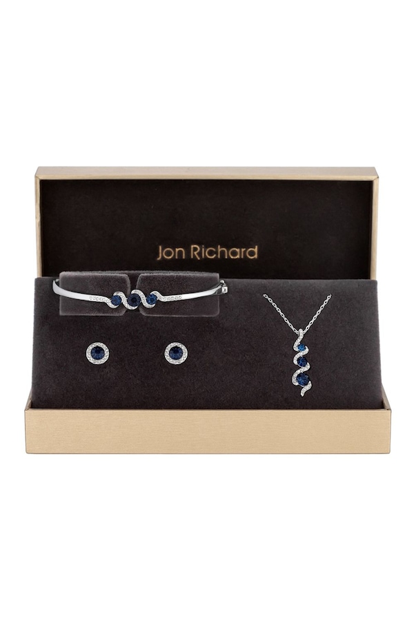 Jon Richard Sapphire And Crystal Twist Drop Set - Gift Boxed