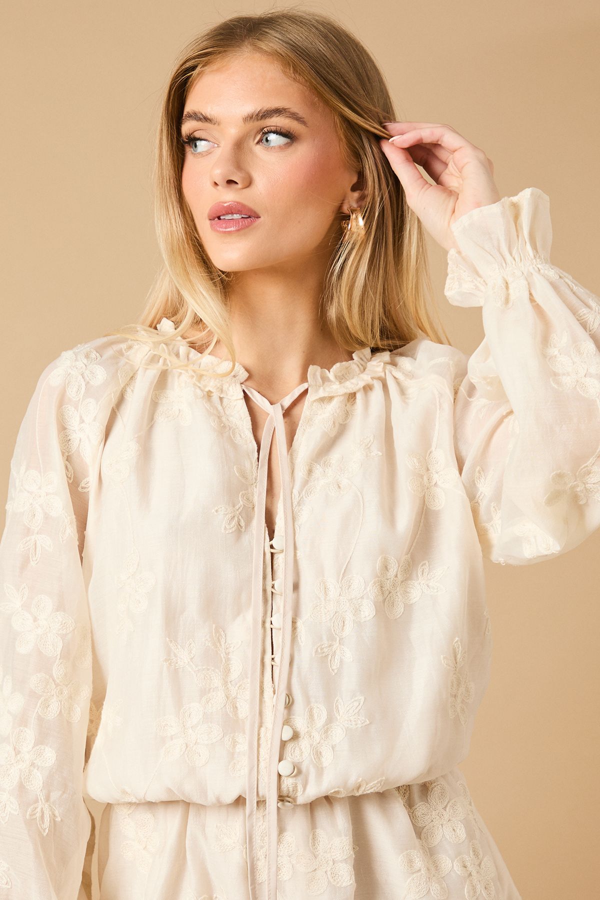 Oasis Button Up Floral Mini Dress Cream image 4