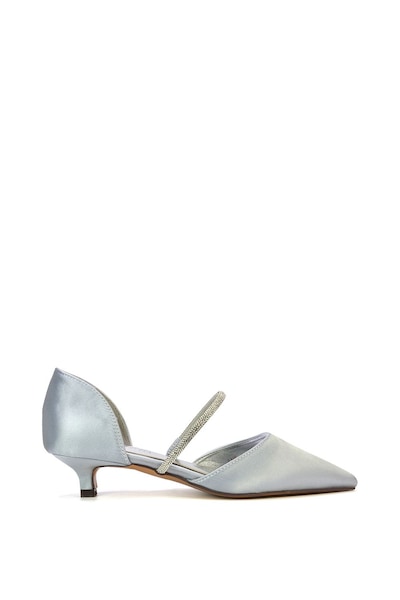 XY London 'Laura' Diamante Strap Kitten Heel Pointed Toe Court Shoes