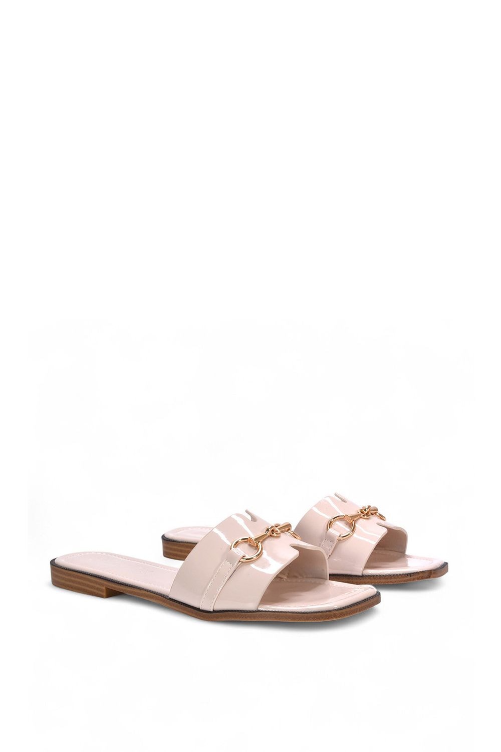 XY London 'Lesley' Square Toe Mule Slider Sandals With Buckle Detail image 3