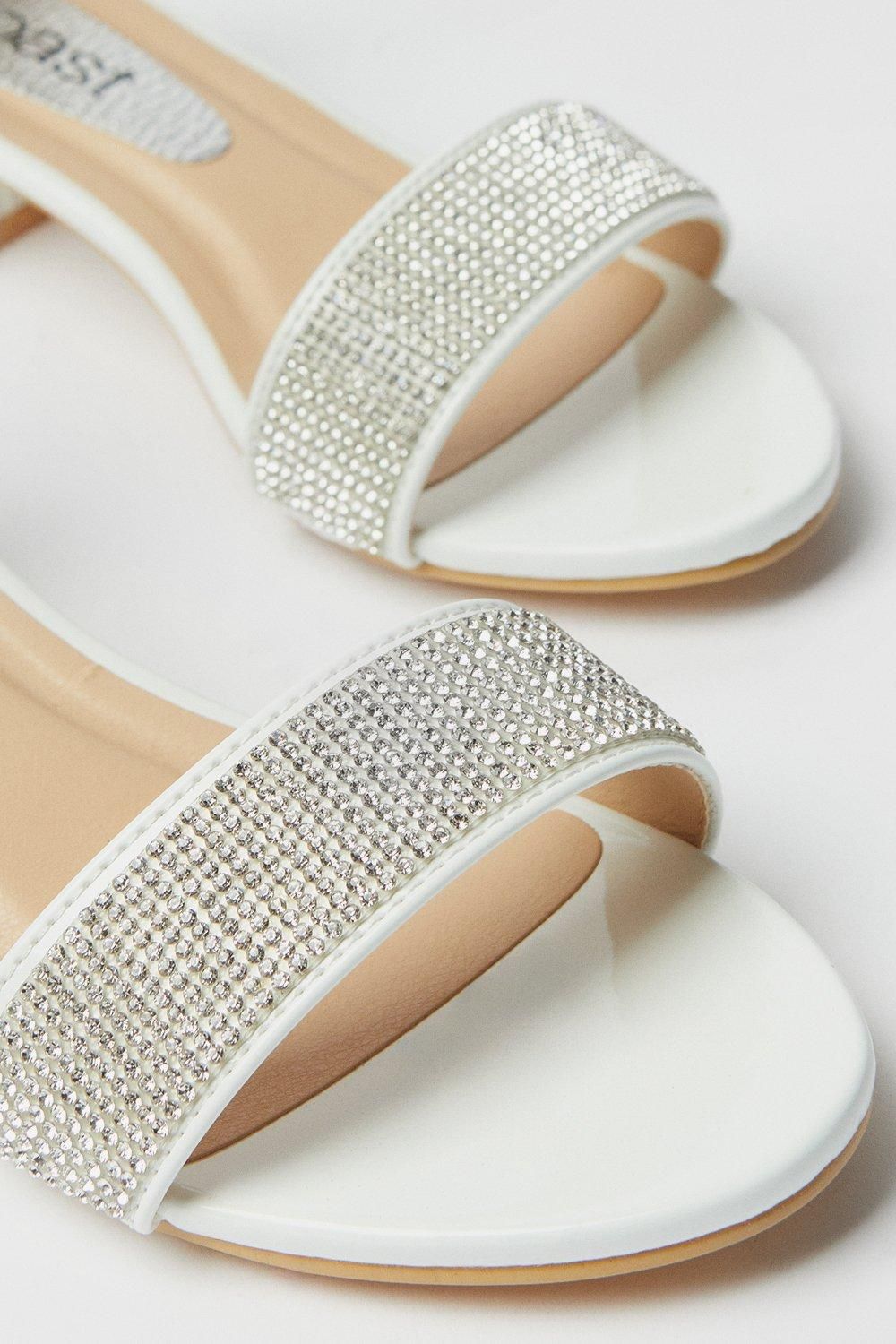 Coast Flower Girl Jasmine Diamante Low Block Heeled Sandals White image 4