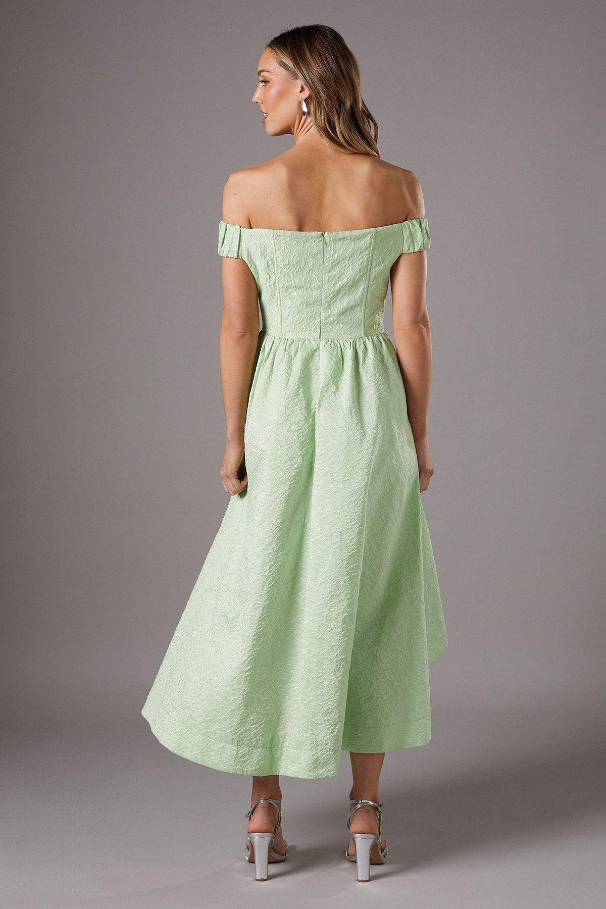 Coast Off The Shoulder Puff Ball Dress Sage image 3