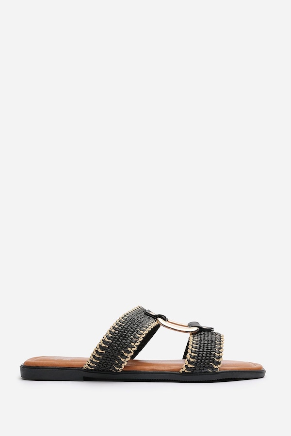 Where's That From 'Mackenzie' Woven Two-Strap Sandals with Metallic Ring Detail