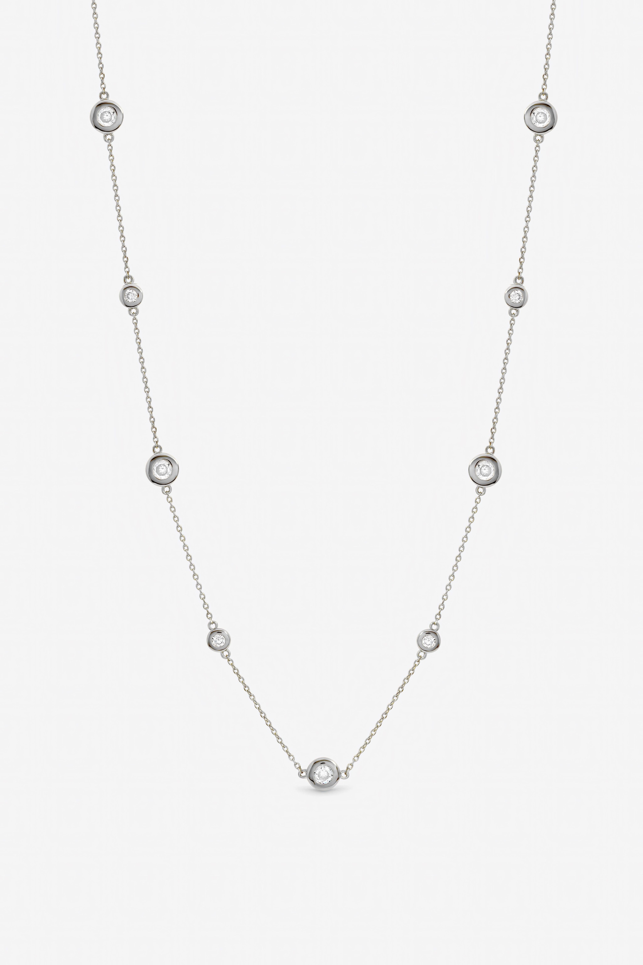 Jon Richard Silver Plated Cubic Zirconia Bezel Necklace