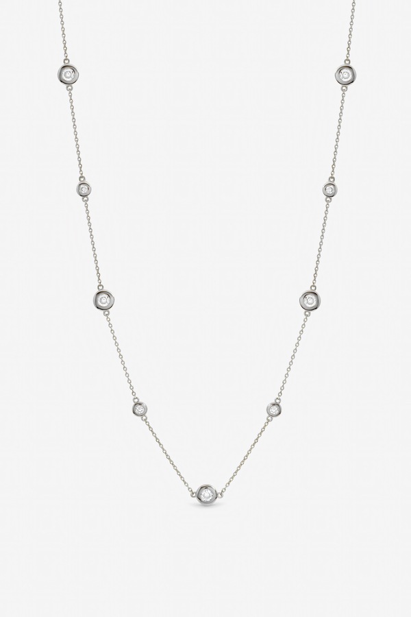 Jon Richard Silver Plated Cubic Zirconia Bezel Necklace