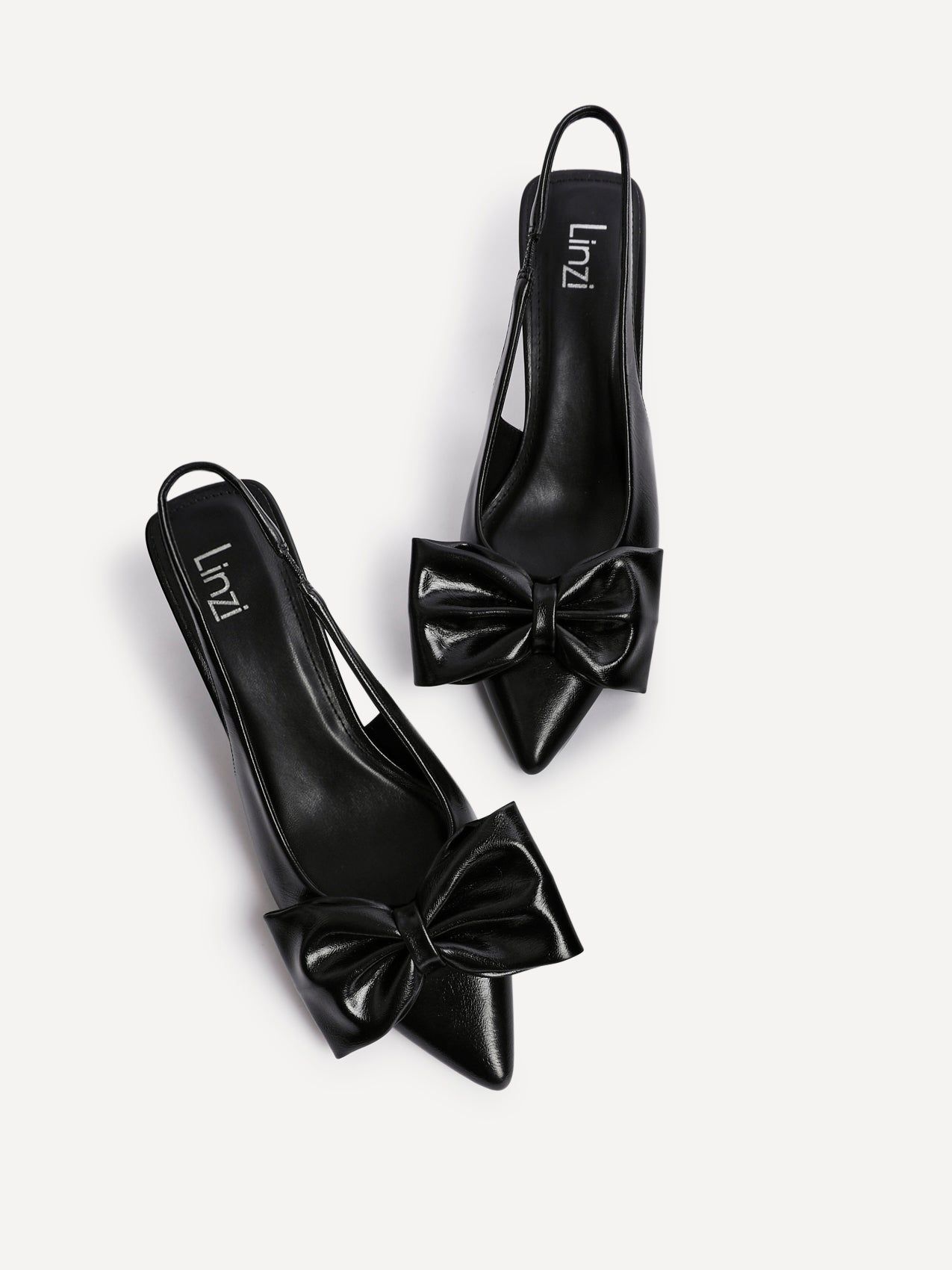 Linzi Merlot Black Faux Leather Slingback Court Heels image 5