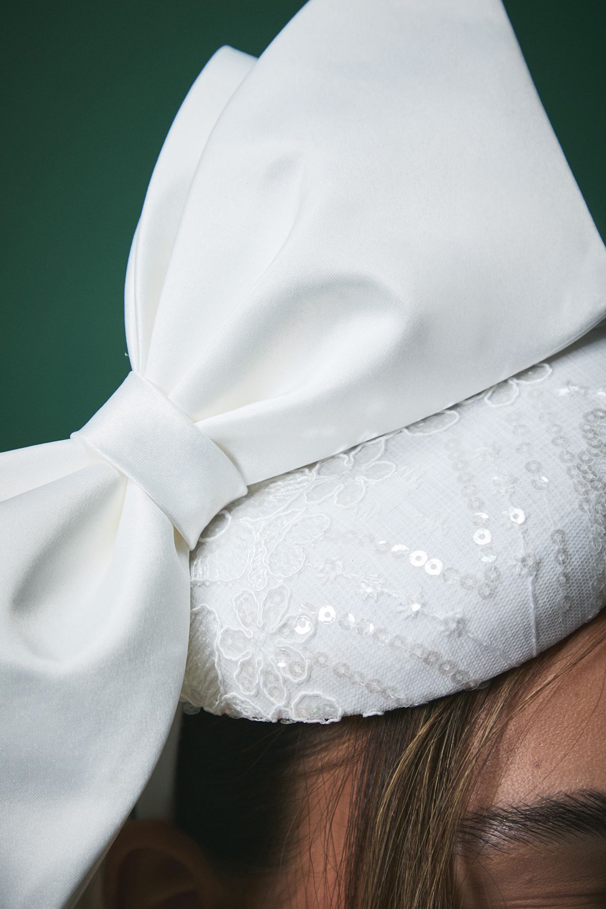 Coast Lisa Tan Bridal Lace Pillbox Fascinator With Bow Ivory image 3