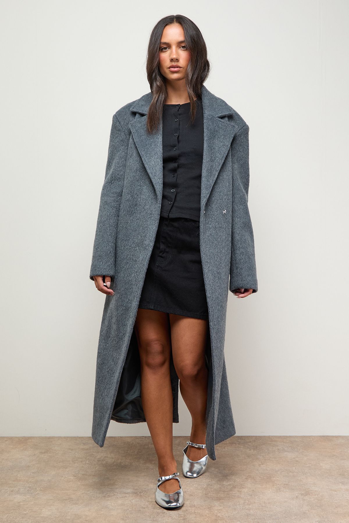 Oasis Pippin Bow Detail Mary Jane Ballet Pumps Silver image 2