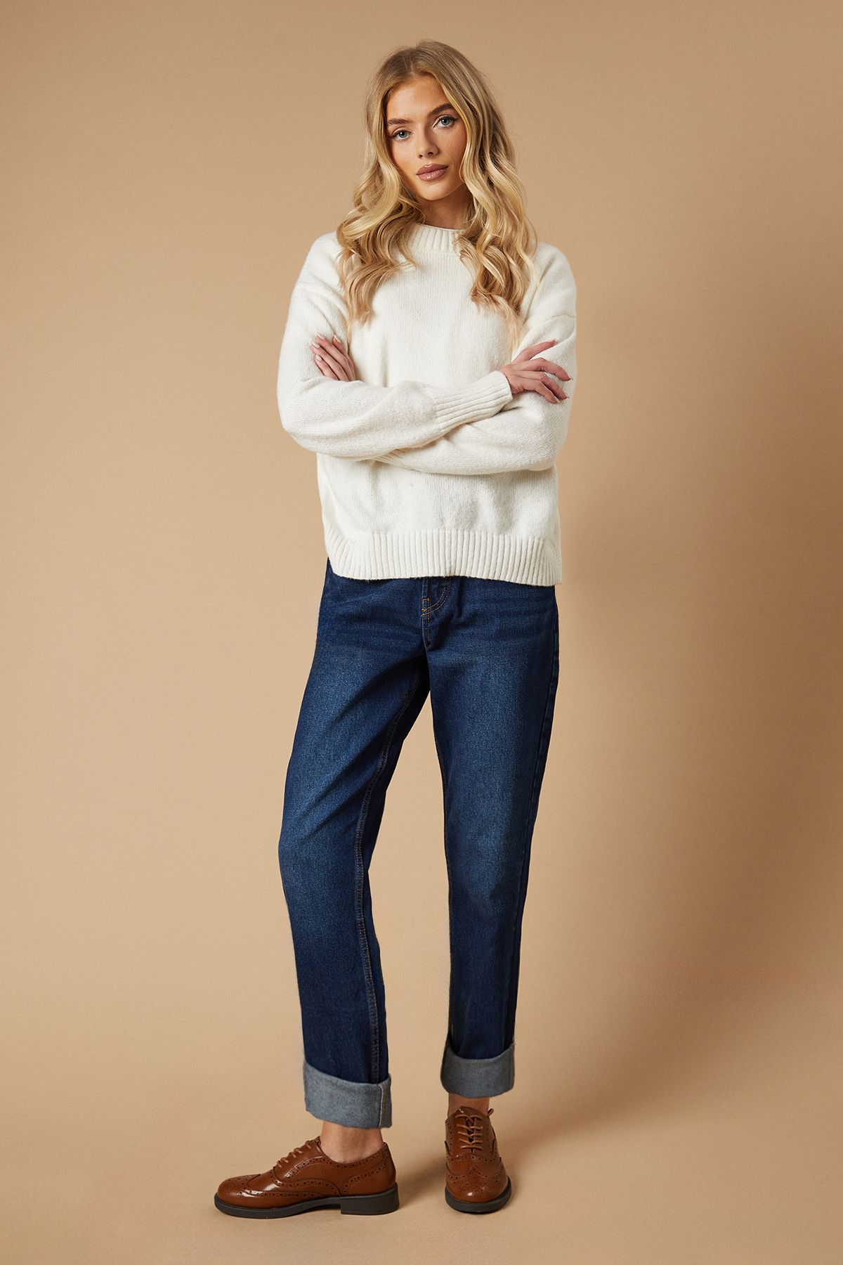 Oasis Sanya Faux Leather Brogue Detail Lace Up Flat Shoes Tan image 1