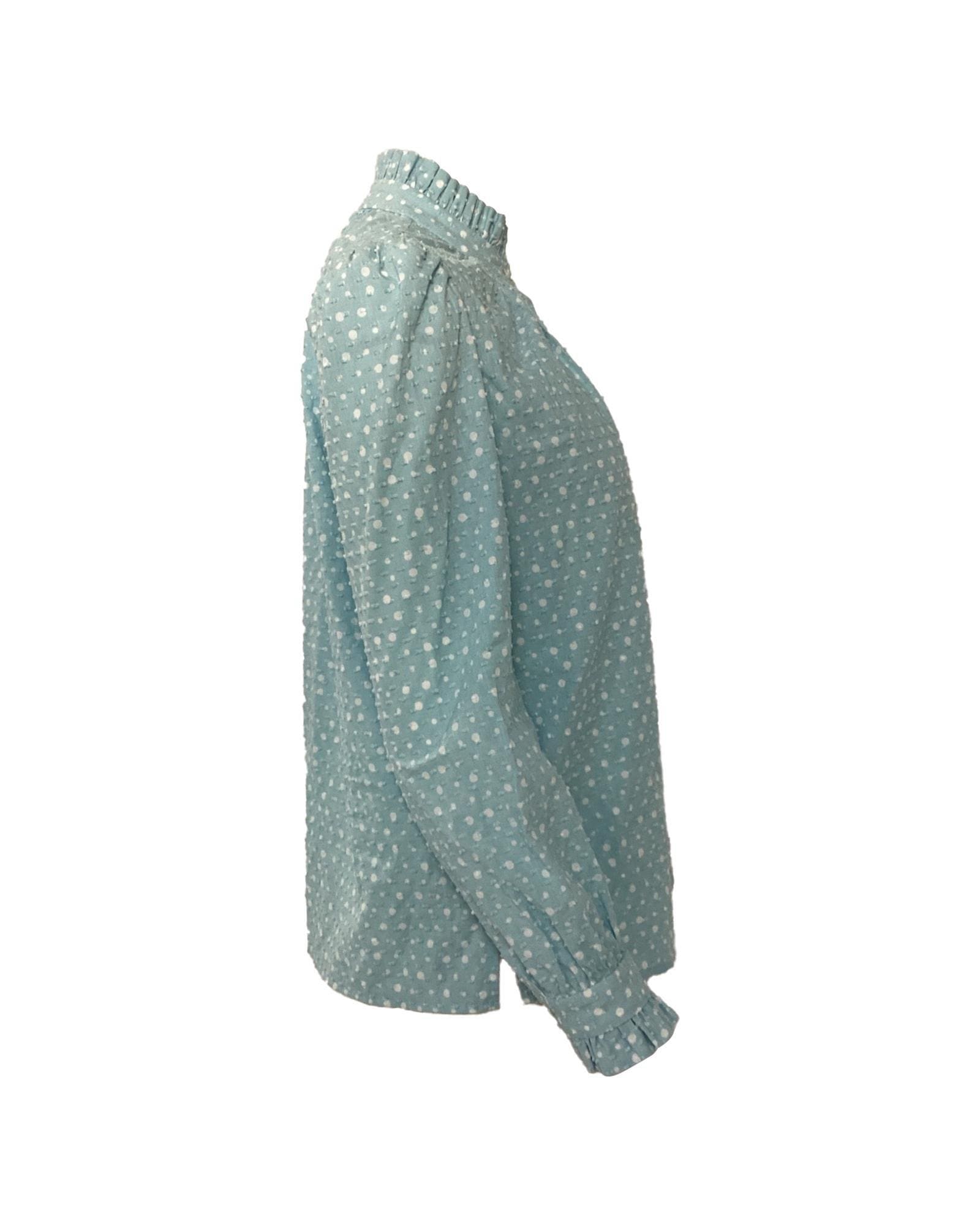 Marc Jacobs Preloved Polka Dot High Neck Blouse Wo - Blue | Light Blue image 3