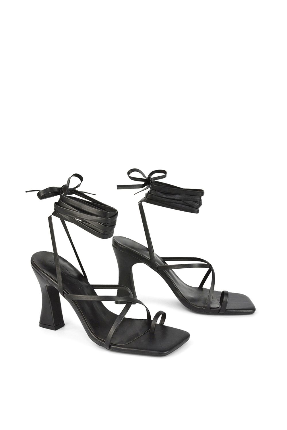 XY London 'Dylan' Square Toe Lace up Strappy Block High Heel Sandals image 3