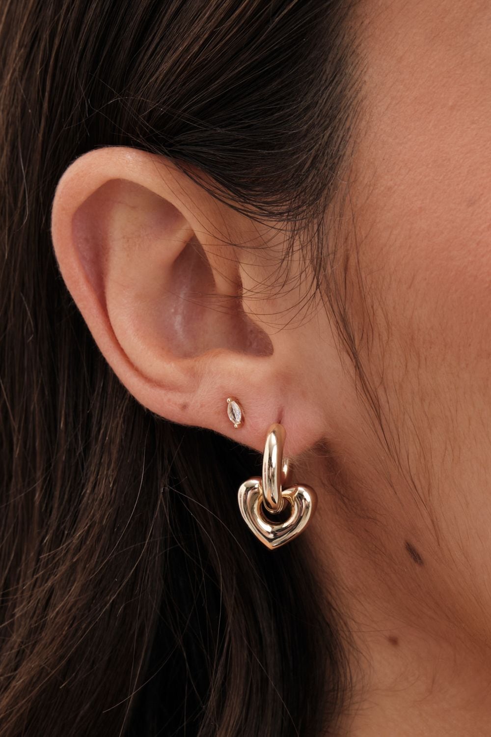 Jon Richard Gold Plated Polished Heart Door Knocker Earrings image 2