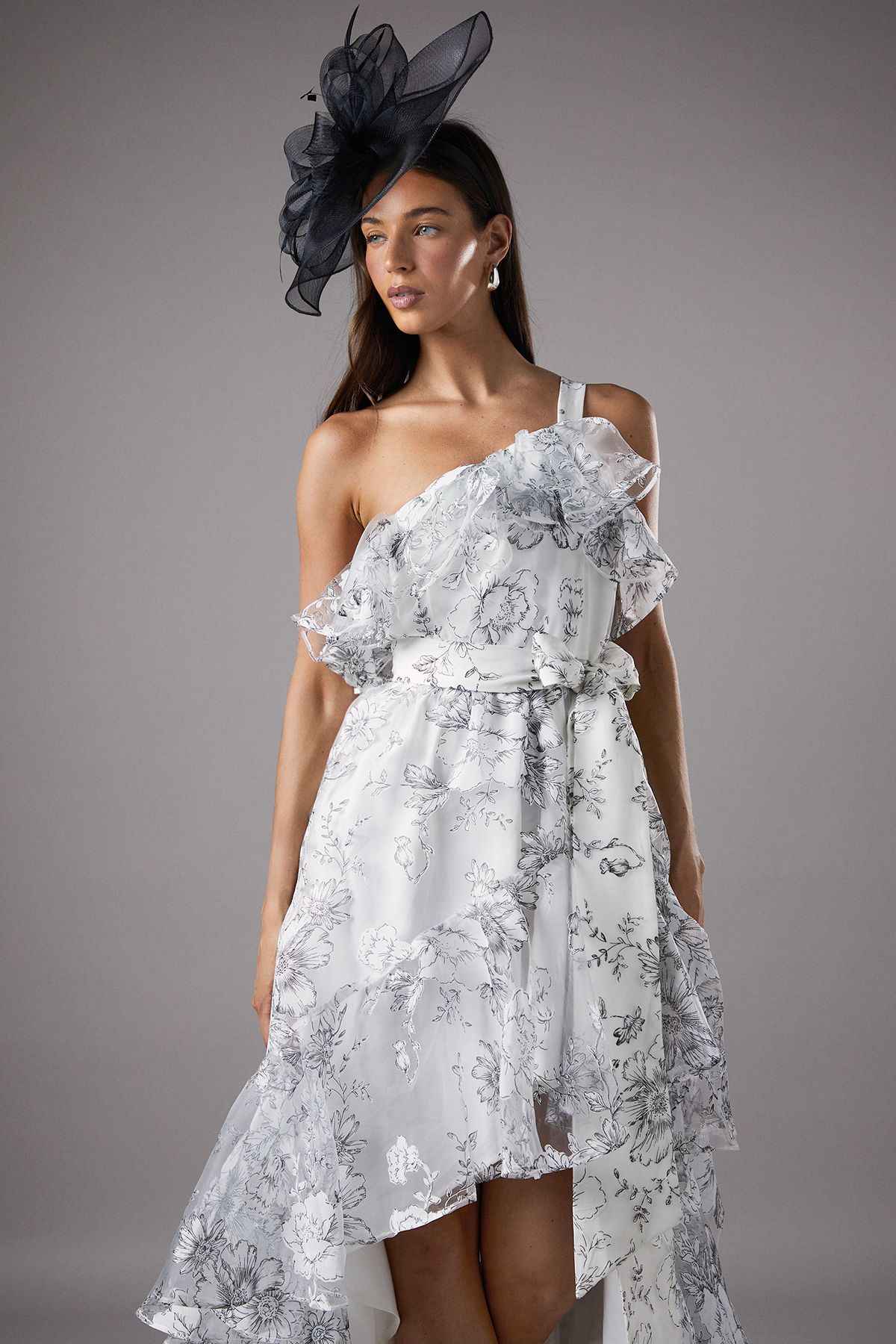 Coast Mono Races Printed Organza One Shoulder Dress Mono image 2