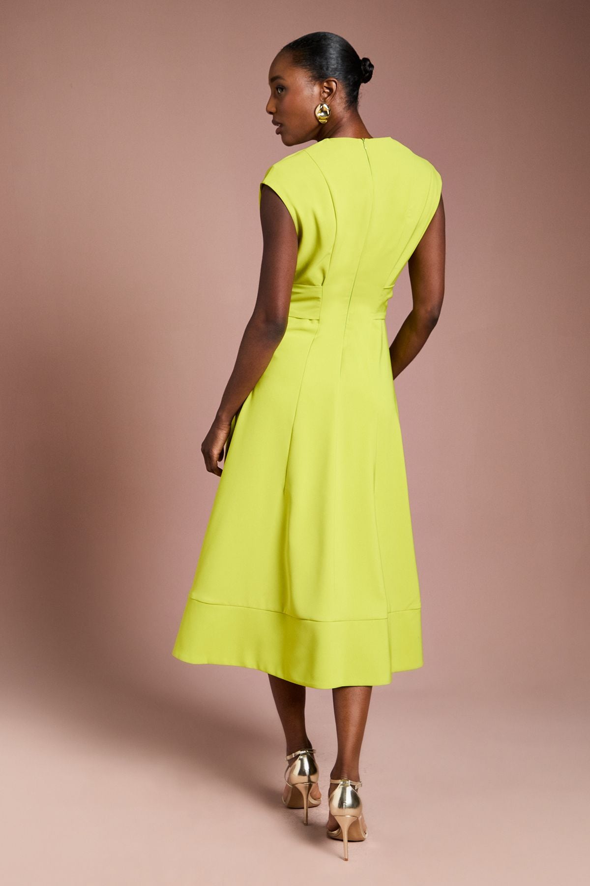 Coast Belted Crepe Dress Lime image 3