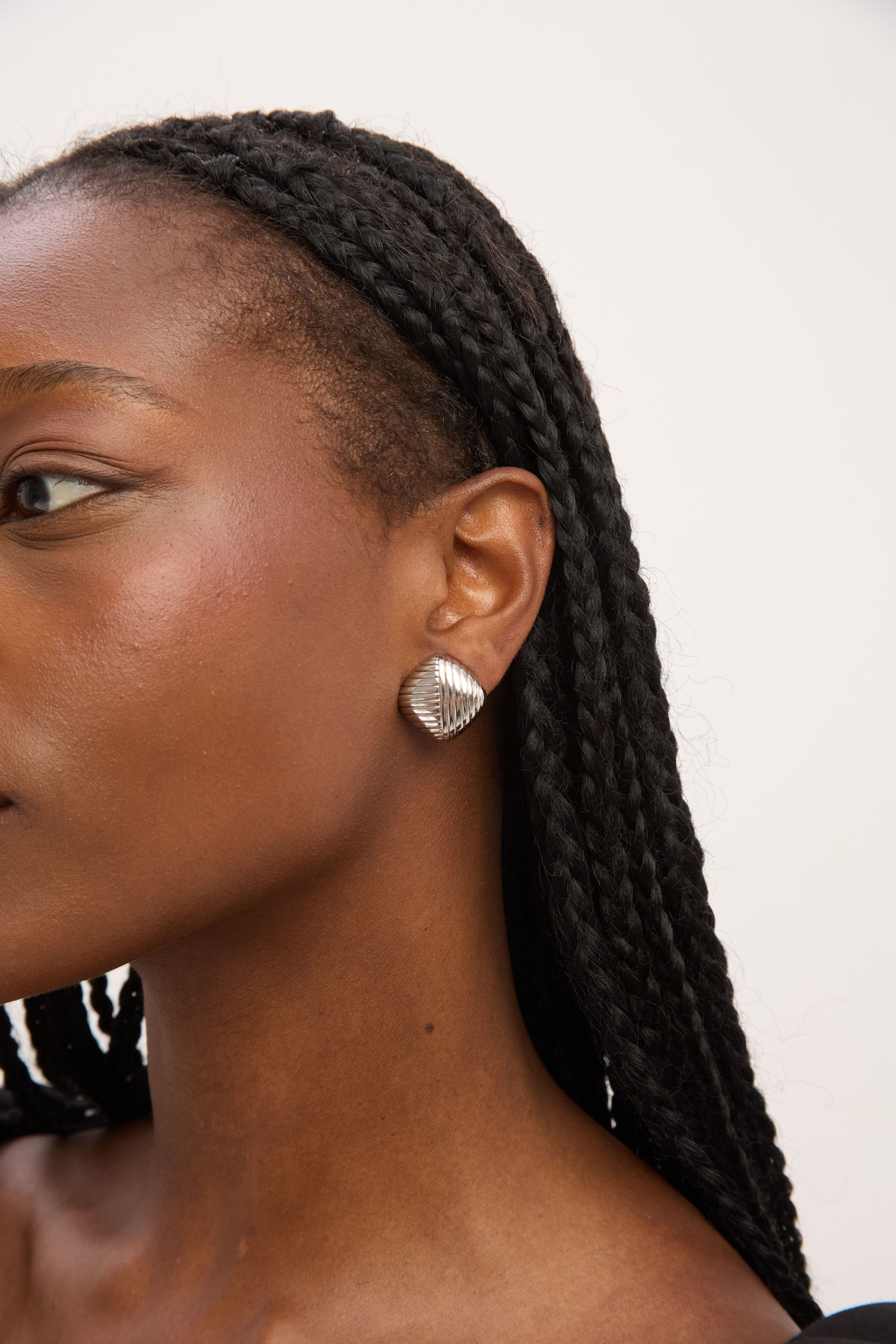 Jon Richard Silver Plated Ridge Square Clip Earrings image 3