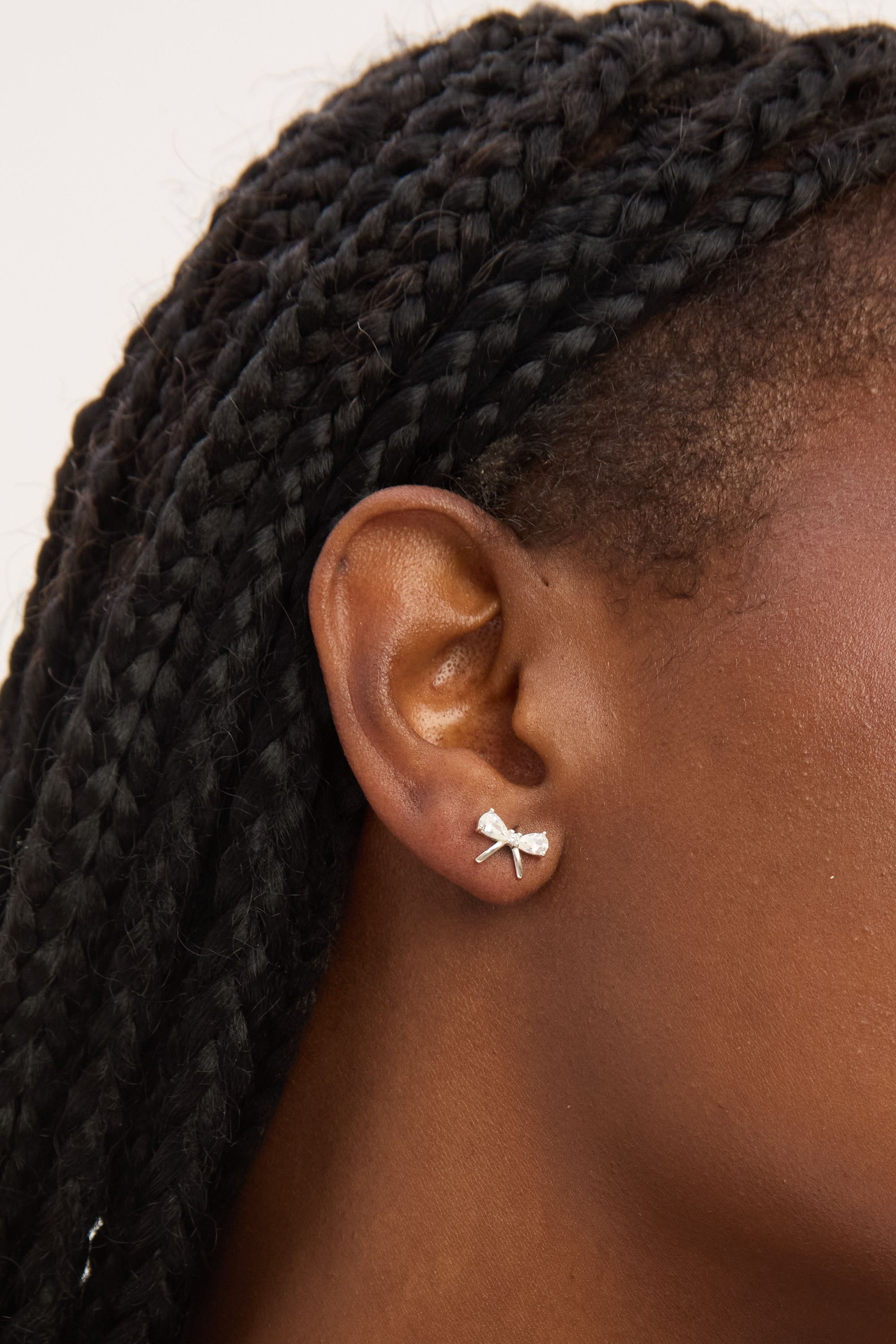 Simply Silver Sterling Silver 925 Cubic Zirconia Bow Earrings - Gift Cracker image 3