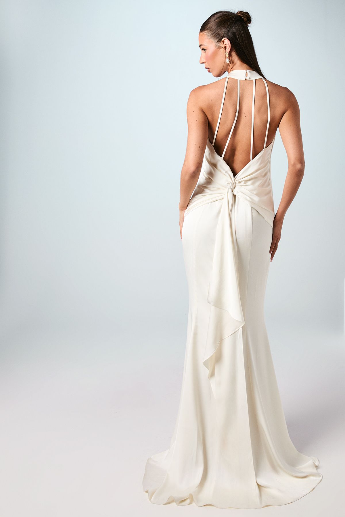 Coast Halterneck Satin Wedding Dress With Flower Ivory image 3