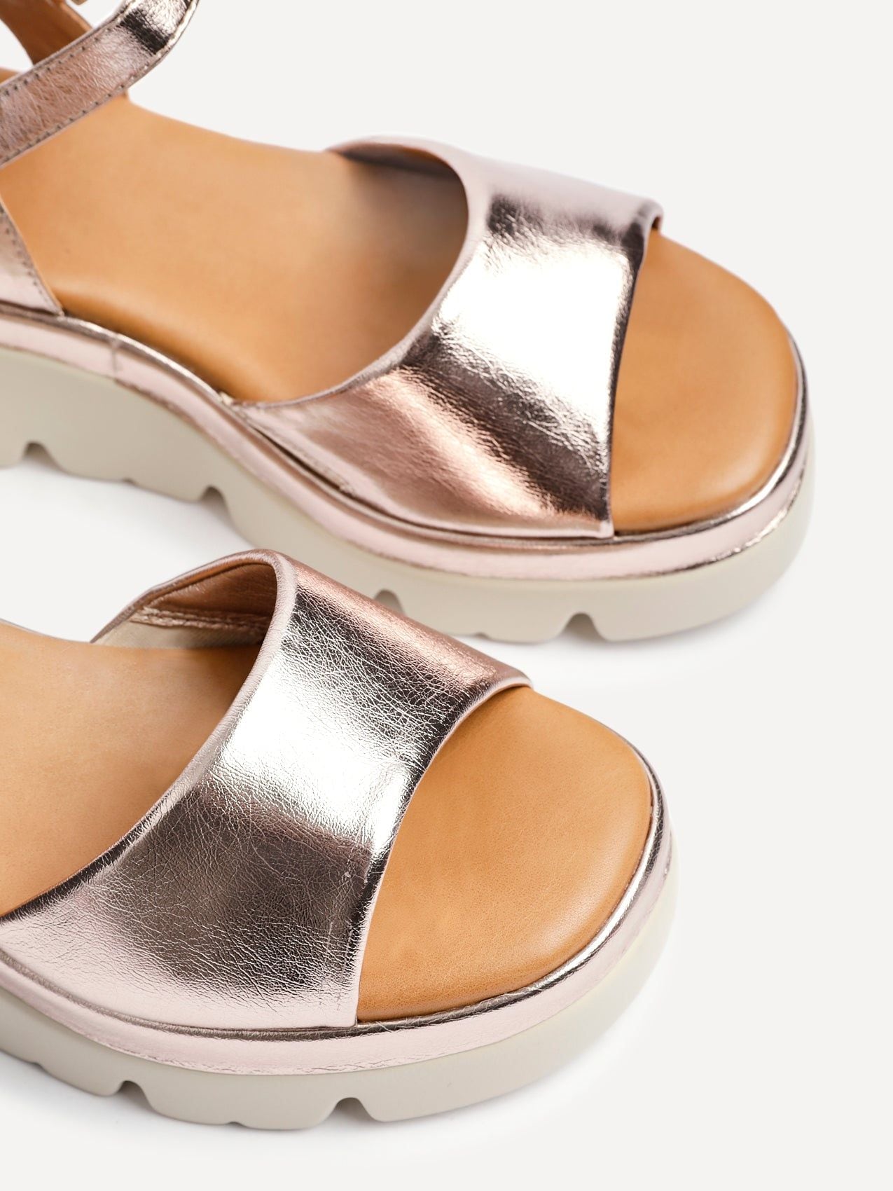 Linzi Nyla Rose Gold Faux Leather Platform Cleated Sole Flatform Sandal image 5