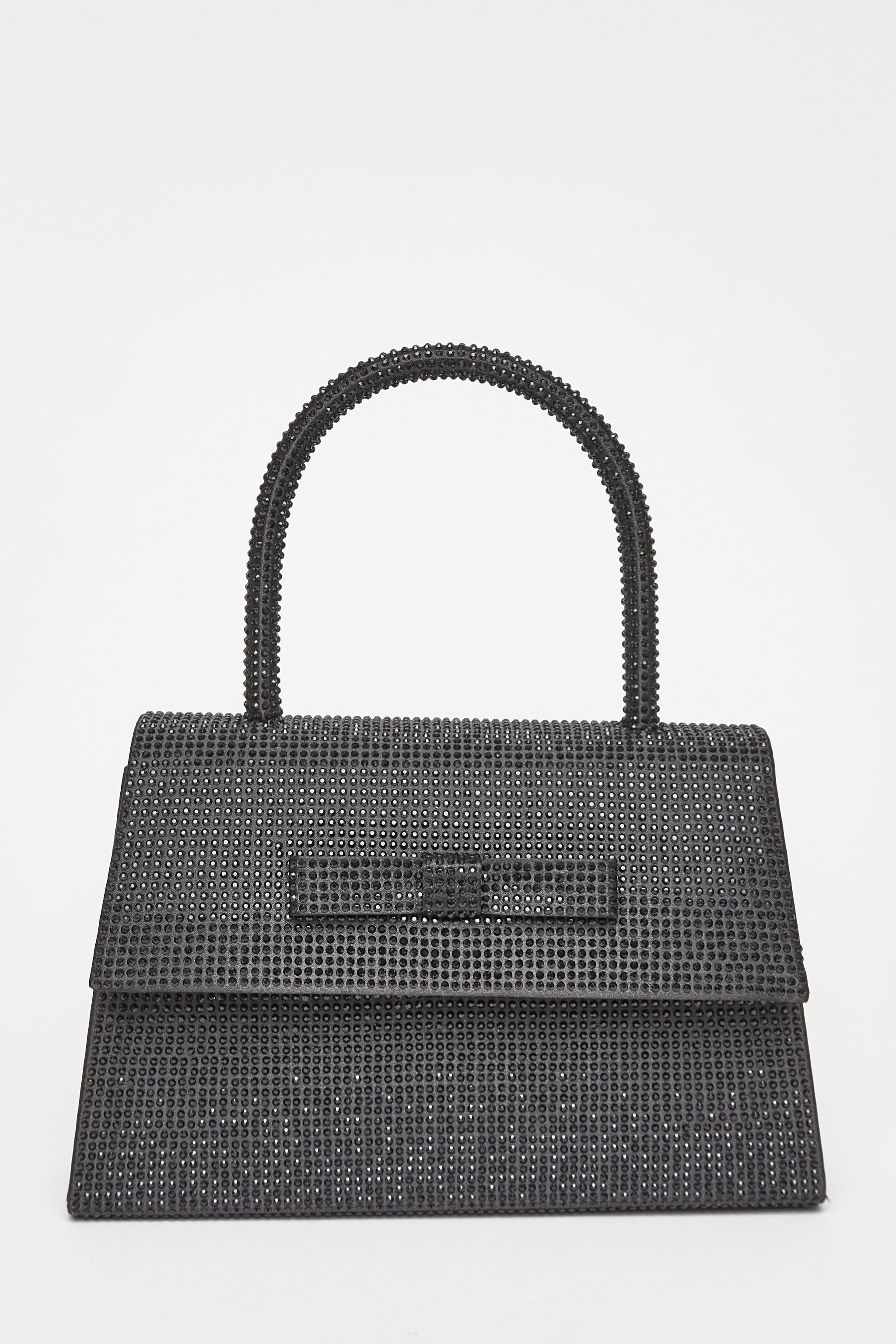 Quiz Black Diamante Top Handle Bag image 3