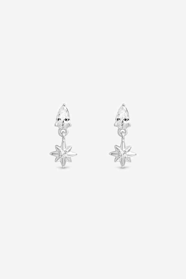 Simply Silver Sterling Silver 925 Cubic Zirconia Celestial Mini Drop Earrings