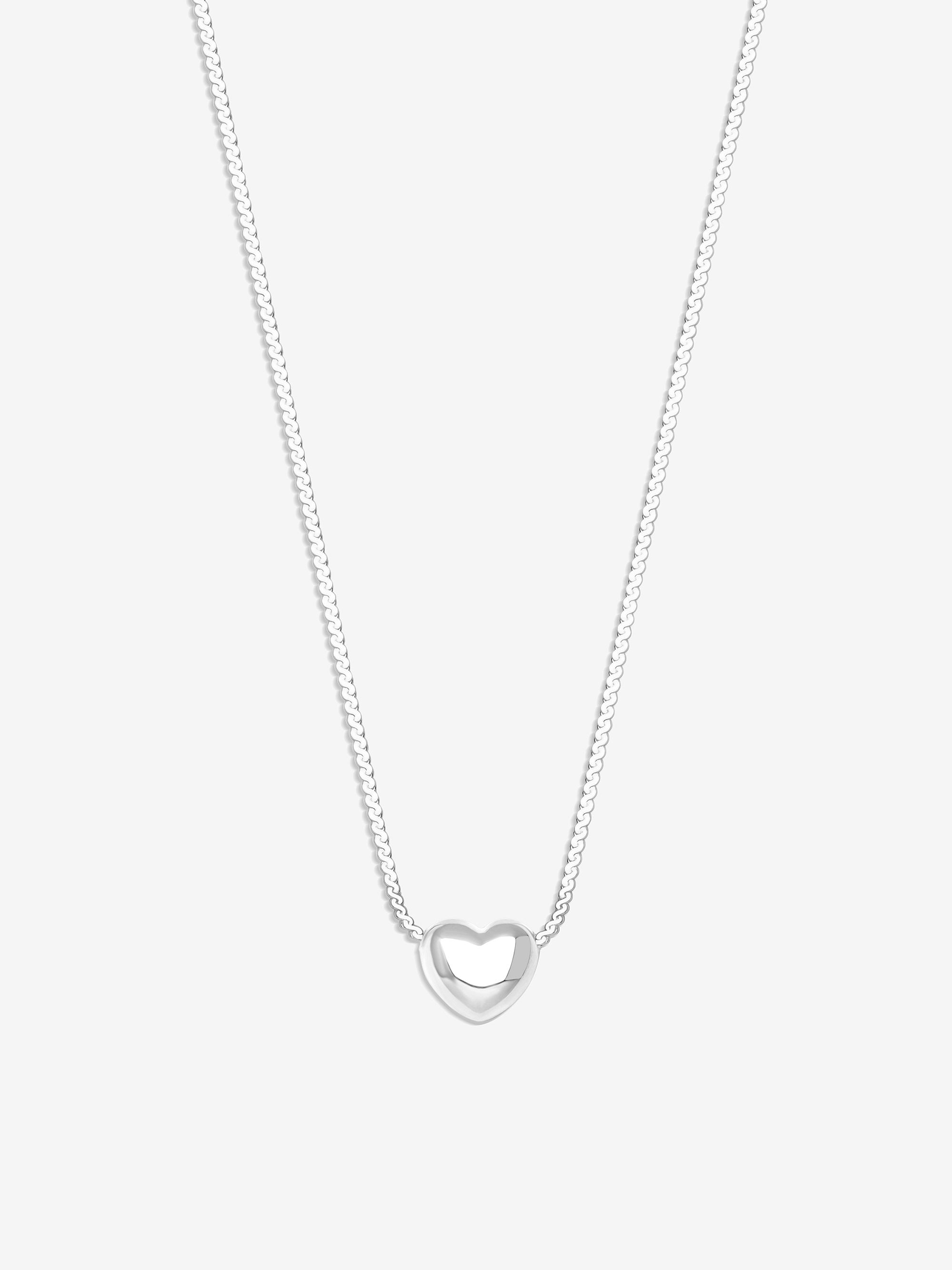 Simply Silver Simply Silver Sterling Silver 925 Puff Heart Threaded Chain Necklace image 1