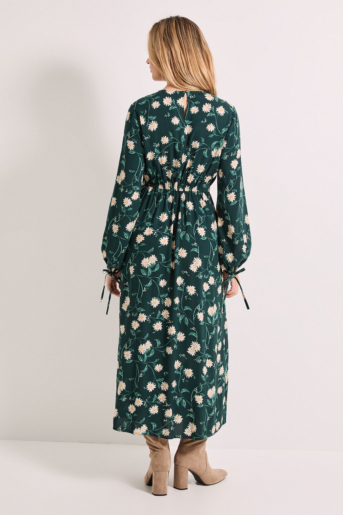 Dorothy Perkins Daisy Keyhole Tie Detail Midi Dress Black image 3