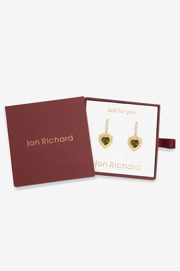 Jon Richard 14Ct Gold Plated Heart Birthstone Huggie Earrings - August