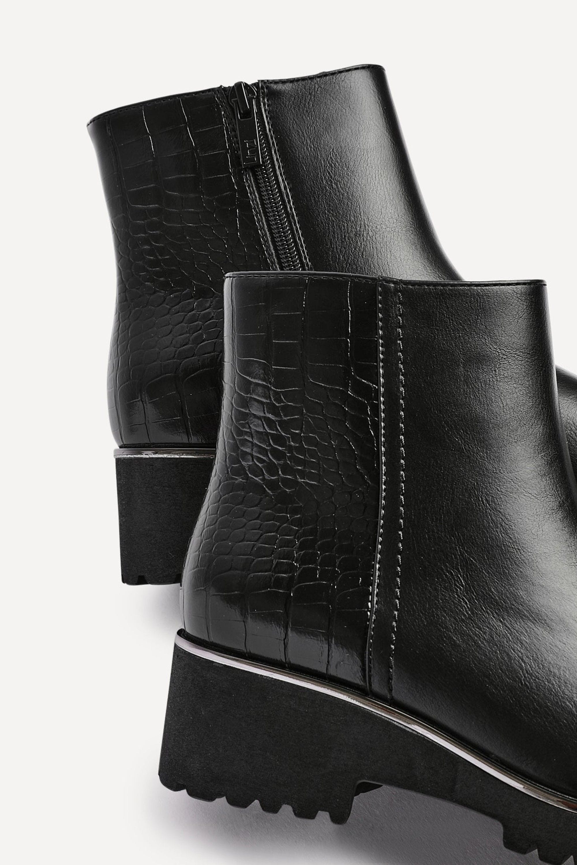 Linzi Navigate Black Croc Mix Wedge Ankle Boot image 4